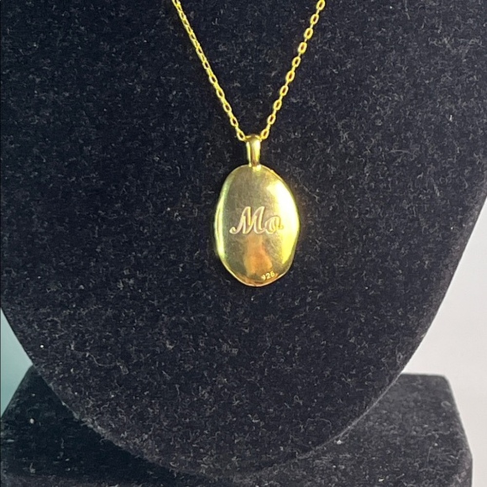 Caitlyn Minimalist Gold tone stamped 925 Ma Pendant Necklace
